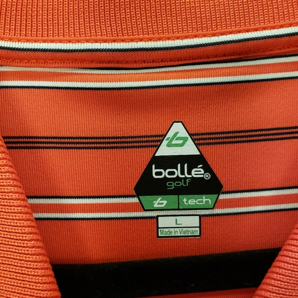 Bolle Golf Tech Pull Over Red, Blu & White Striped Polo Shirt Sz L. - Picture 4 of 10